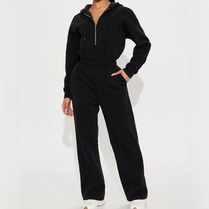 Fashion Nova Black Hooded Jumpsuit